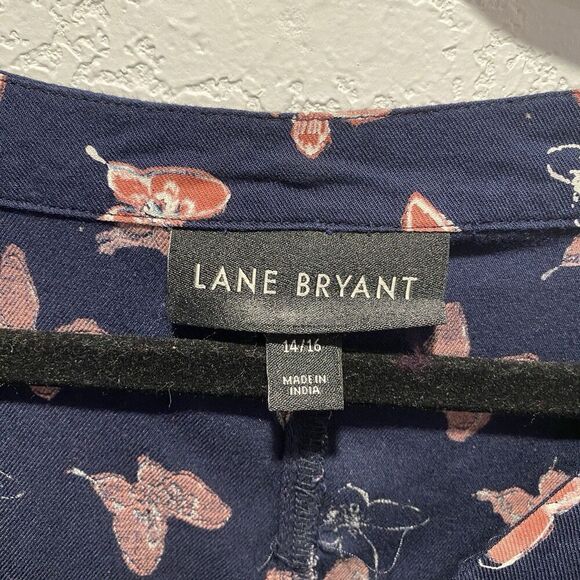 Lane Bryant Butterfly Navy Blue Long Sleeve Button Front Shirt Women’s 14/16 - Picture 12 of 12